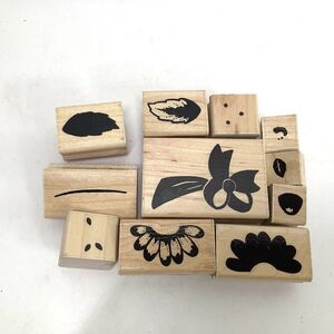 11 JRL Design Rubber‎ Stamp Bos Leaves Floral Halves dots  Set Lot 11